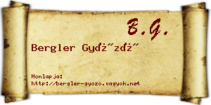 Bergler Győző névjegykártya